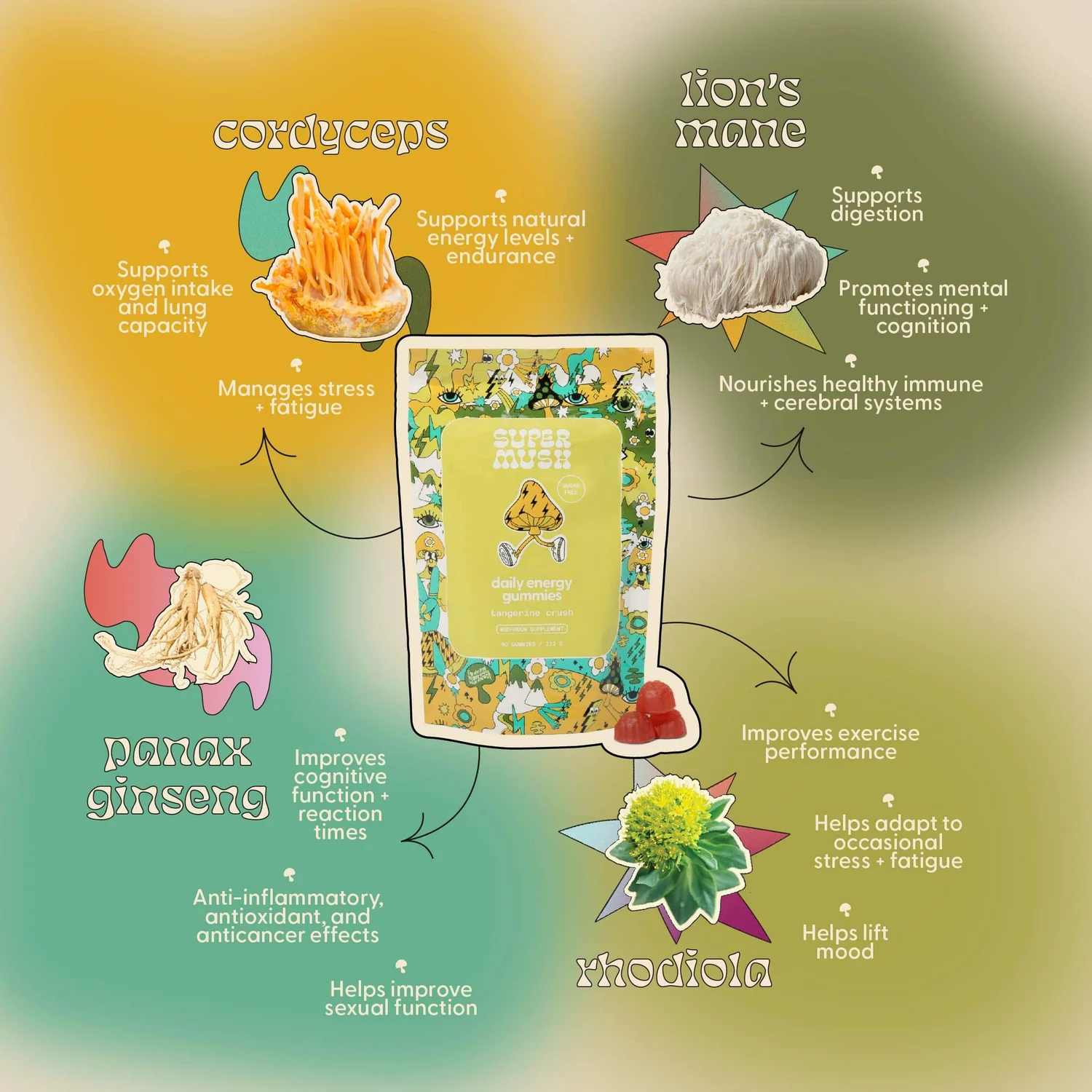 SuperMush Daily Energy Gummies Ingredients